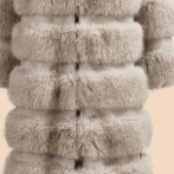 Elegant Long Women's warm Faux Fur Patchwork Coat - Picture 10 of 11